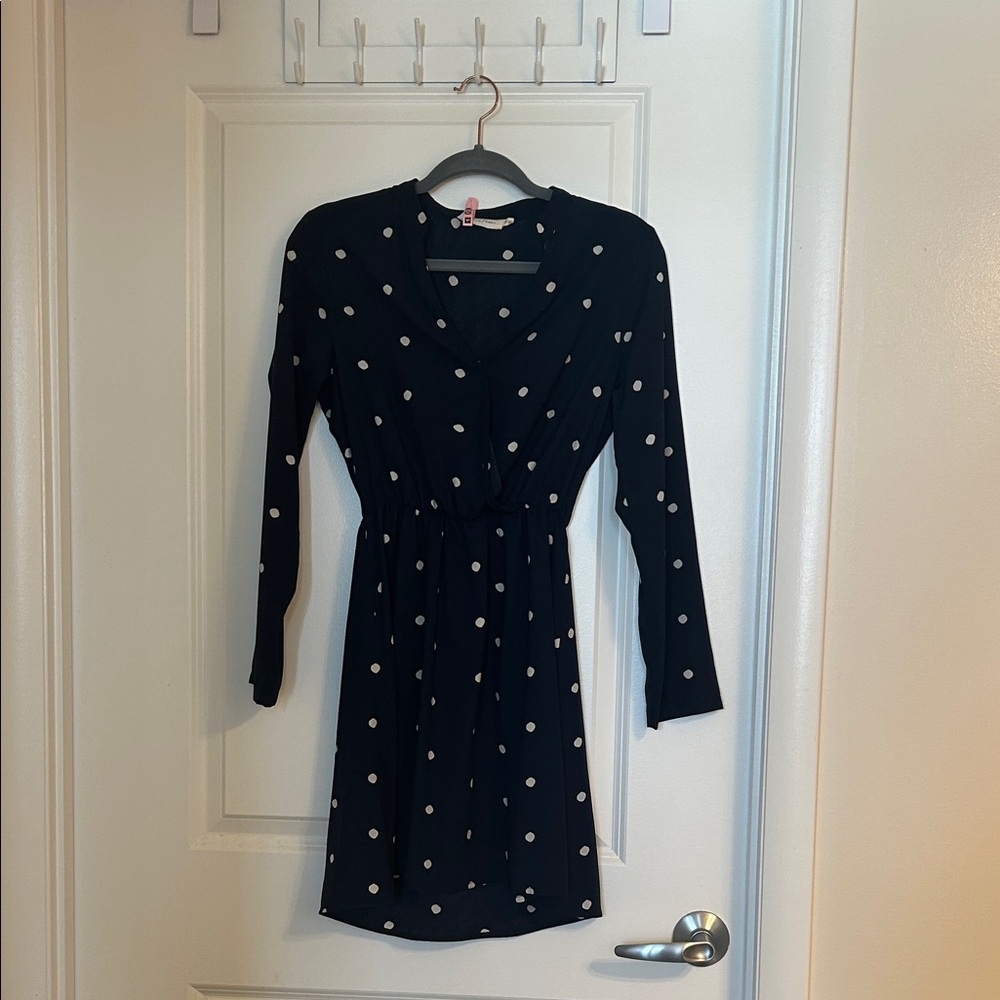 Cute Navy Polka Dot Mini Dress